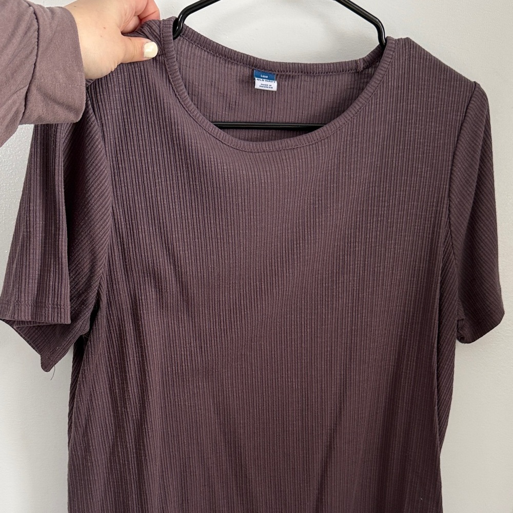 Women's Ribbed Short Sleeve Top - Purple